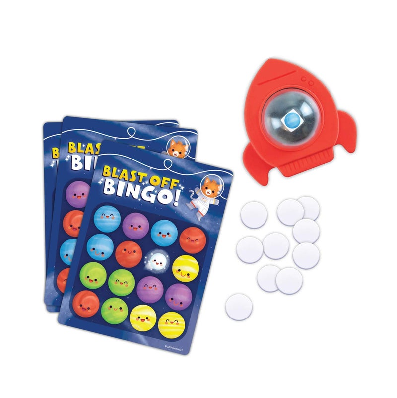 Peaceable Kingdom Blast-Off Bingo: Independent Bingo Game for Kids - Great for Single Players & Groups - 6 Double-Sided Playing Boards - Ages 3 & up - Image 2